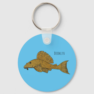Pleco fish cartoon illustration  key ring