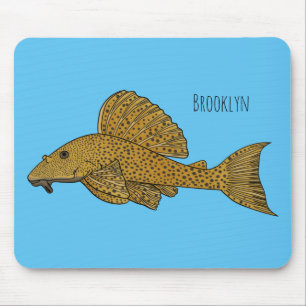 Pleco fish cartoon illustration  mouse pad