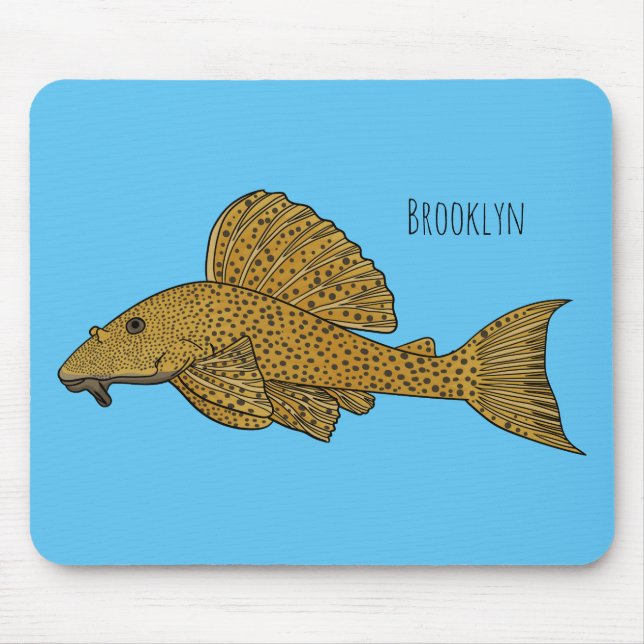 Pleco fish cartoon illustration  mouse pad (Front)