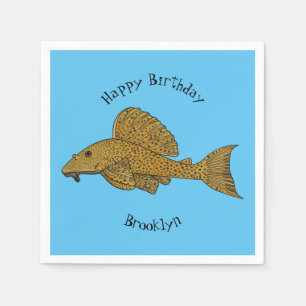 Pleco fish cartoon illustration  napkin