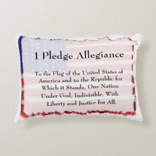 Pledge Of Allegiance And Folk Art Painted Flag Decorative Cushion