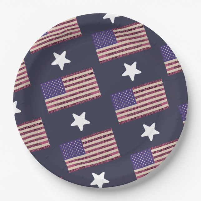 Pledge of Allegiance Flag Paper Plate (Front)