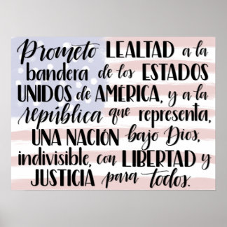 Pledge of Allegiance in Spanish Poster