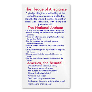Pledge of Allegiance, National Anthem & America Magnetic Business Card