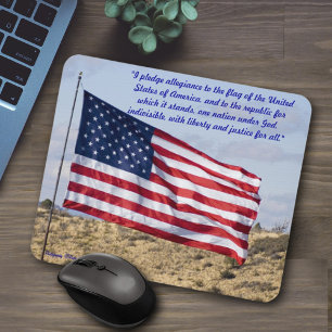 Pledge of Allegiance Scenic American Flag Photo Mouse Pad