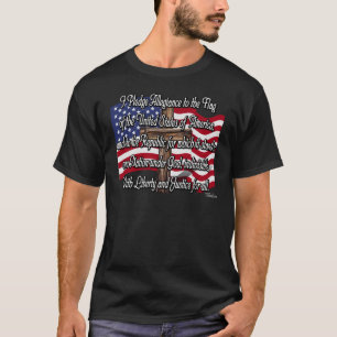 Pledge of Allegiance with US Flag and Cross T-Shirt