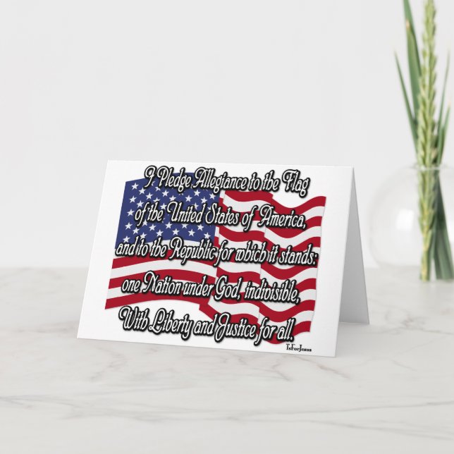 Pledge of Allegiance with US Flag Card (Front)