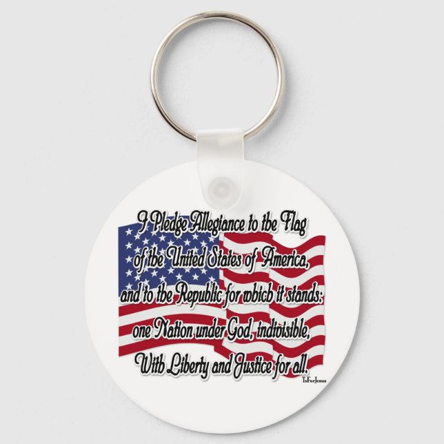 Pledge of Allegiance with US Flag Key Ring (Front)