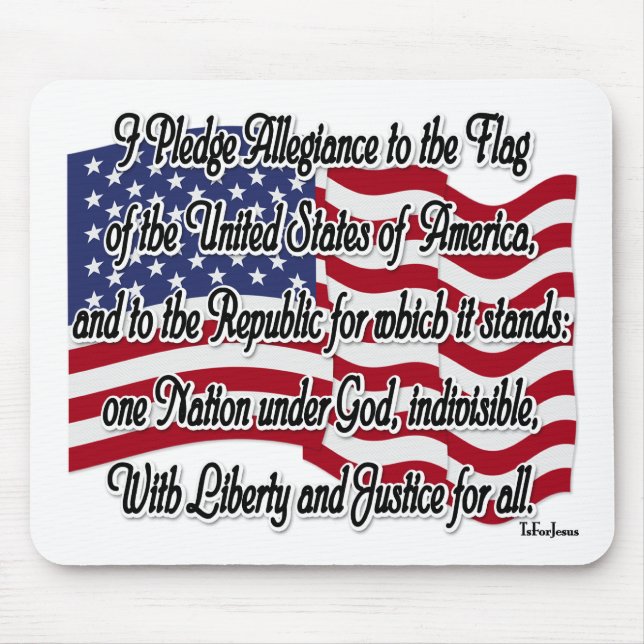 Pledge of Allegiance with US Flag Mouse Pad (Front)