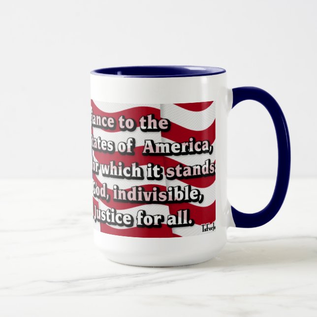 Pledge of Allegiance with US Flag Mug (Right)