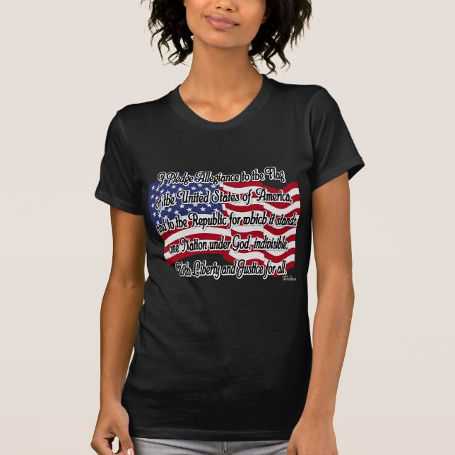 Pledge of Allegiance with US Flag T-Shirt (Front)