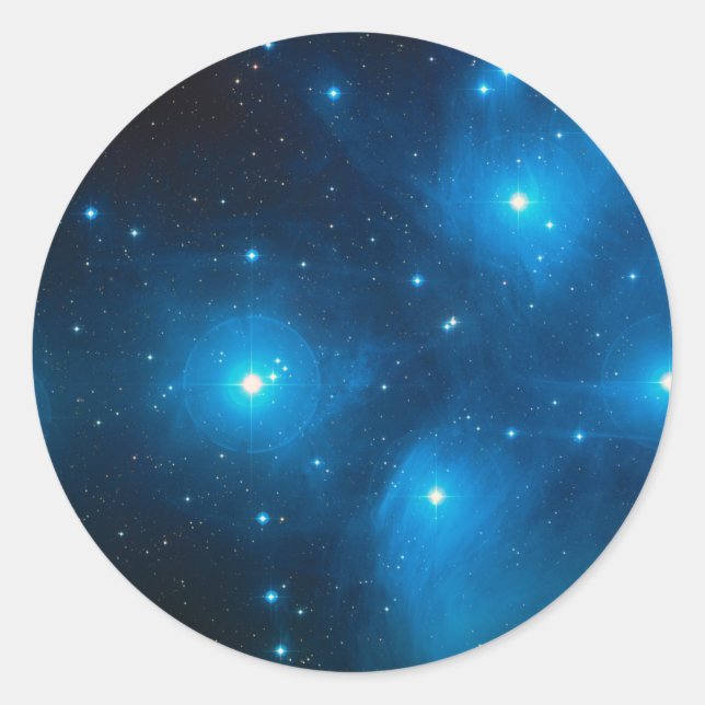 Pleiades Open Star Cluster Classic Round Sticker (Front)