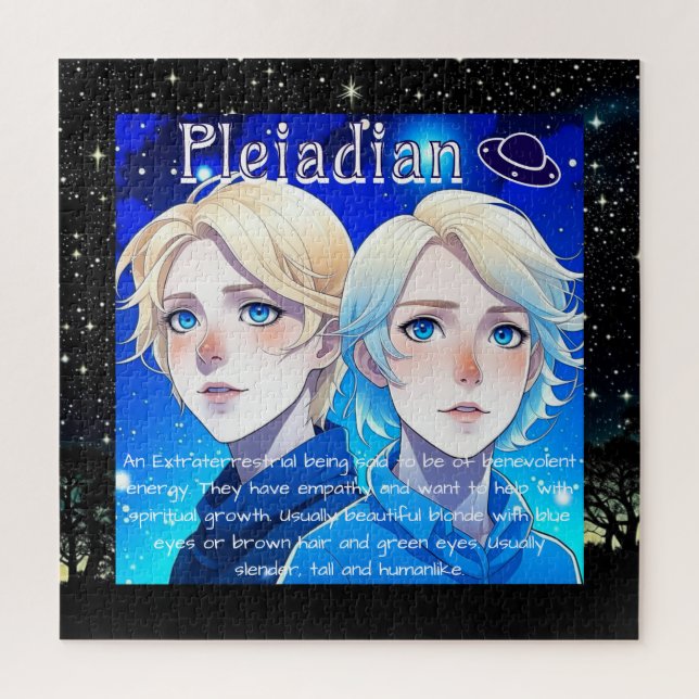 Pleiadian Alien Race with Stars and UFOs Jigsaw Puzzle (Vertical)