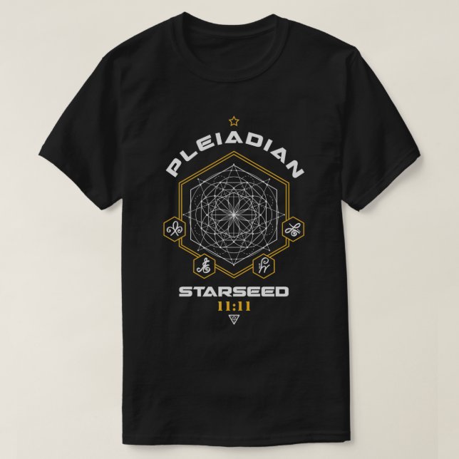 Pleiadian Starseed Light Code Sacred Geometry 1111 T-Shirt (Design Front)