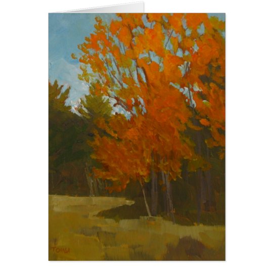 Plein air painting of Maine fall greeting card