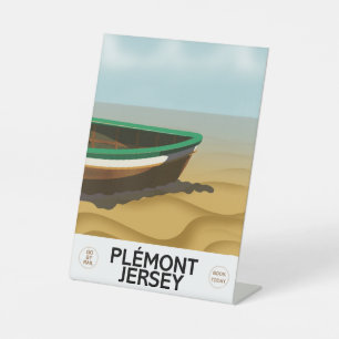 Plémont Jersey vintage travel poster. Pedestal Sign
