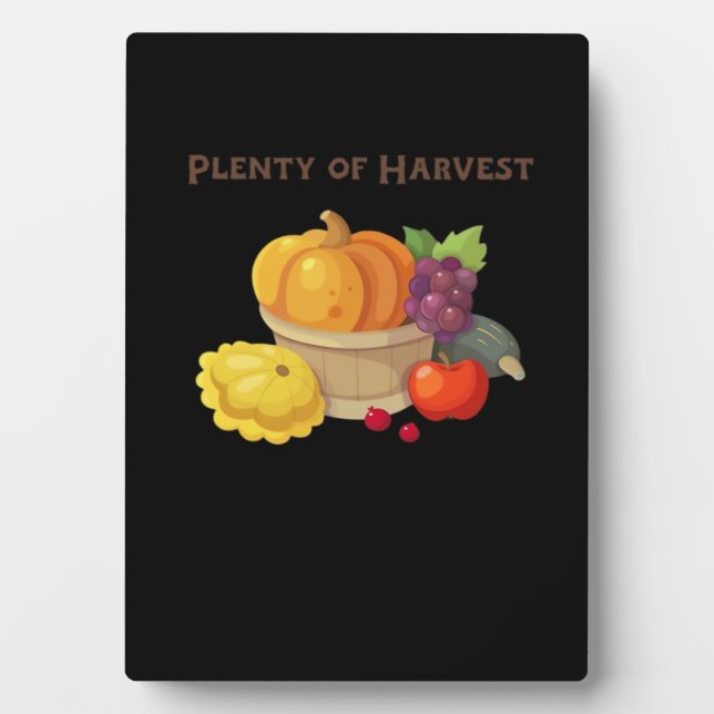Plenty of Harvest – Autumn Basket of Produce Illus Plaque (Front)