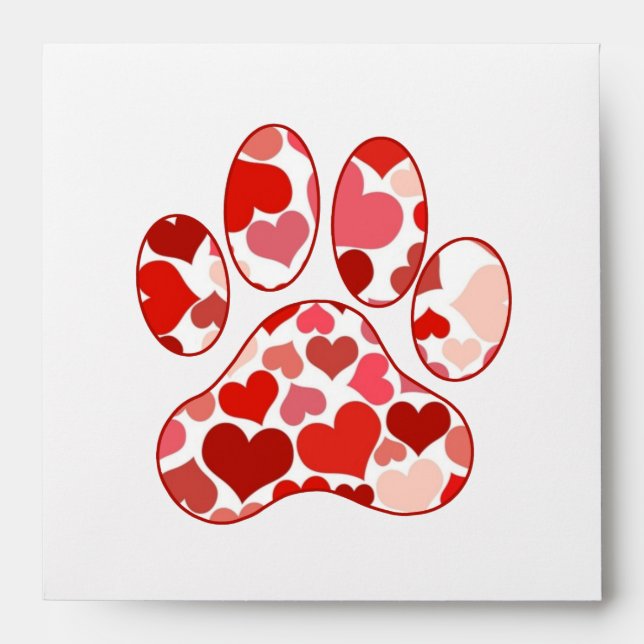 Plenty of Hearts Paw Print Pattern Envelope (Front)
