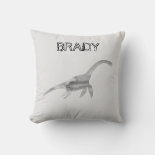 Plesiosaurus Dinosaur Custom Name Throw Pillow