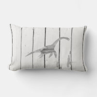 Plesiosaurus Dinosaur Shiplap Rustic Lumbar Pillow