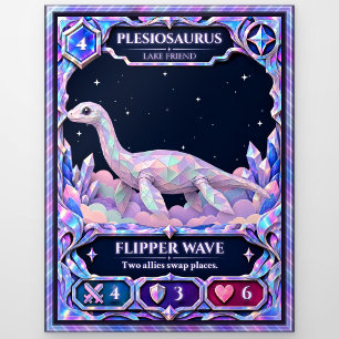 Plesiosaurus, Rainbow Foil Art Postcard