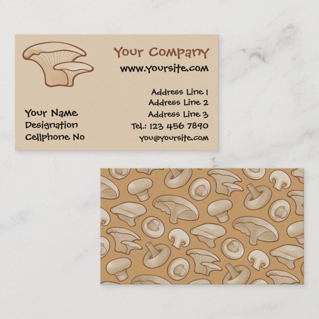 Pleurotus Mushroom Icon Business Card (Front/Back)
