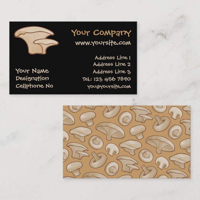 Pleurotus Mushroom Icon Business Card (Front/Back)