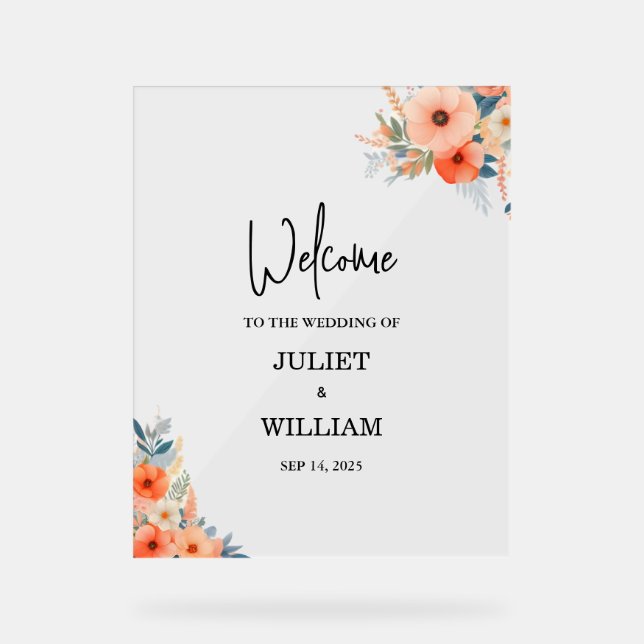 Plexiglass Perspex Acrylic Glass Wedding Sign (Front)