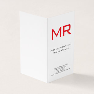Plian Monogram Red White Minimalist Business Card