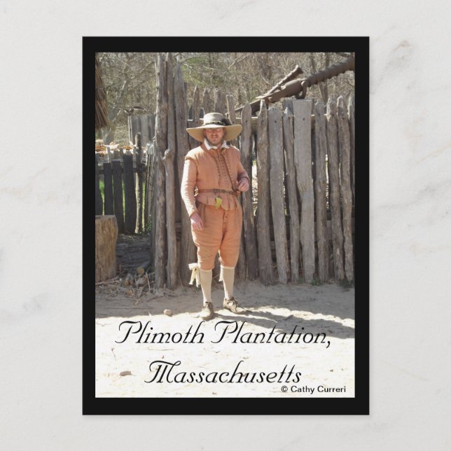Plimoth Plantation, Massachusetts Postcard (Front)