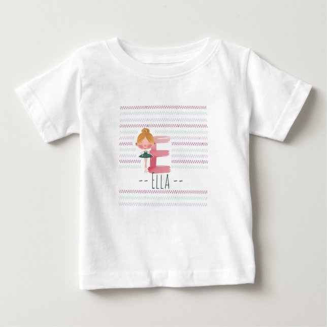 Plink Cute Ballerina Letter E Toddler  Baby T-Shirt (Front)