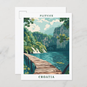 Plitvice Croatia Elegant Art Vintage Travel Postcard