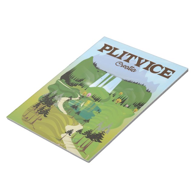 Plitvice Croatia travel poster Notepad (Angled)