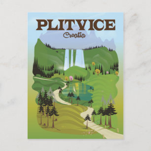 Plitvice Croatia travel poster Postcard