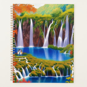 Plitvice Lakes, Croatia Waterfalls in Autumn Art Planner