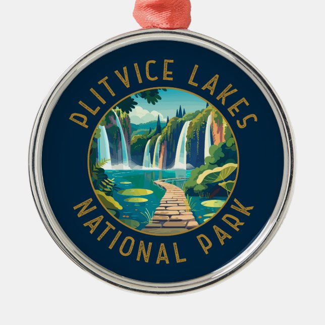 Plitvice Lakes National Park Croatia Distressed Metal Ornament (Front)