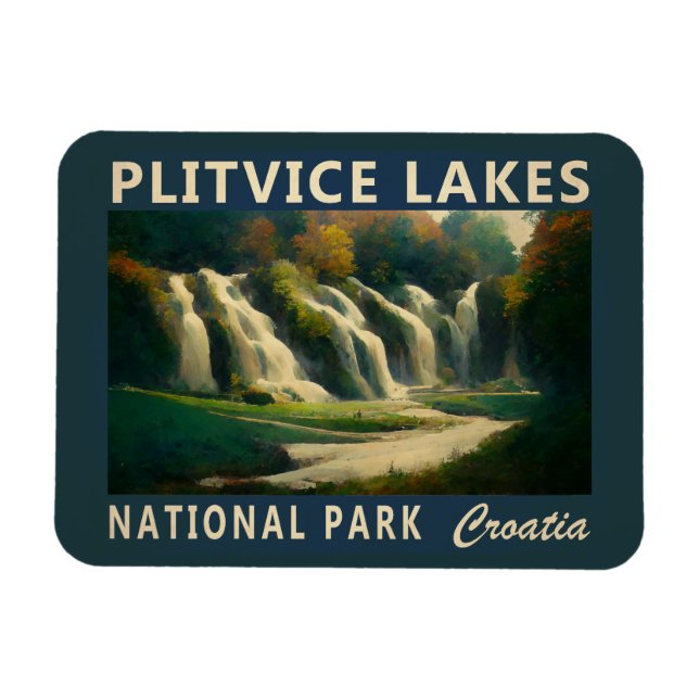 Plitvice Lakes National Park Croatia Watercolor Magnet (Horizontal)