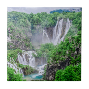 Plitvice lakes waterfall ceramic tile