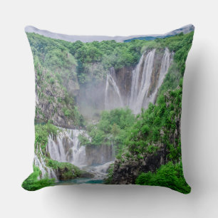 Plitvice lakes waterfall cushion