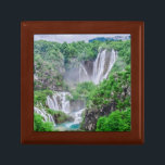Plitvice lakes waterfall gift box<br><div class="desc">Big waterfalls in Plitvice lakes national park,  Croatia. Cascade of two big waterfalls in summer. Mountain forest waterfall landscape.</div>