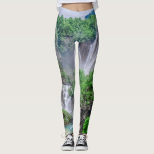 Plitvice lakes waterfall leggings