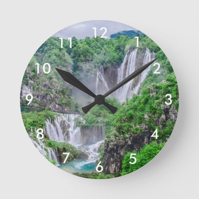 Plitvice lakes waterfall round clock (Front)