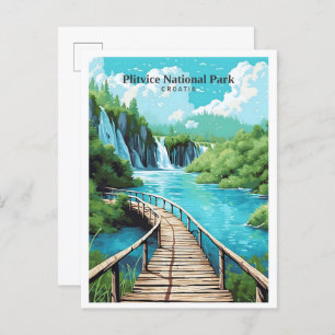 Plitvice National Park Croatia Art Vintage Travel  Postcard