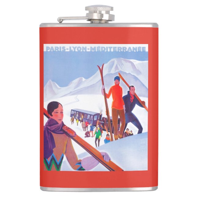 PLM Railway Promotional Poster Hip Flask (Front)