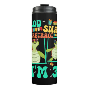 Plod Snap Retract I'm 3 Turtle Kid 3rd Birthday Thermal Tumbler