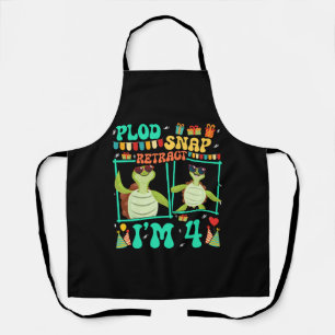 Plod Snap Retract I'm 4 Turtle Kid 4th Birthday Apron