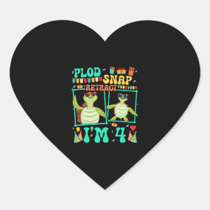 Plod Snap Retract I'm 4 Turtle Kid 4th Birthday Heart Sticker