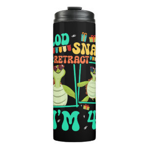 Plod Snap Retract I'm 4 Turtle Kid 4th Birthday Thermal Tumbler