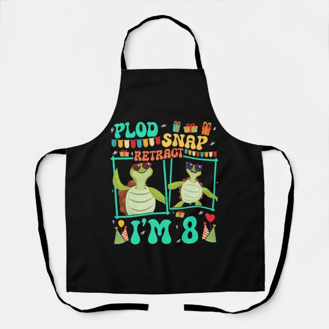 Plod Snap Retract I'm 8 Turtle Kid 8th Birthday Apron (Front)