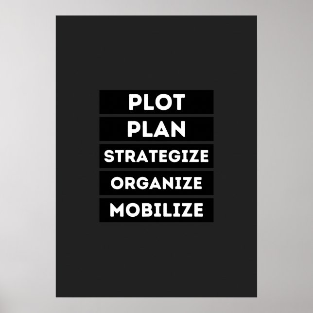 PLOT PLAN STRATEGIZE ORGANIZE MOBILIZE POSTER (Front)